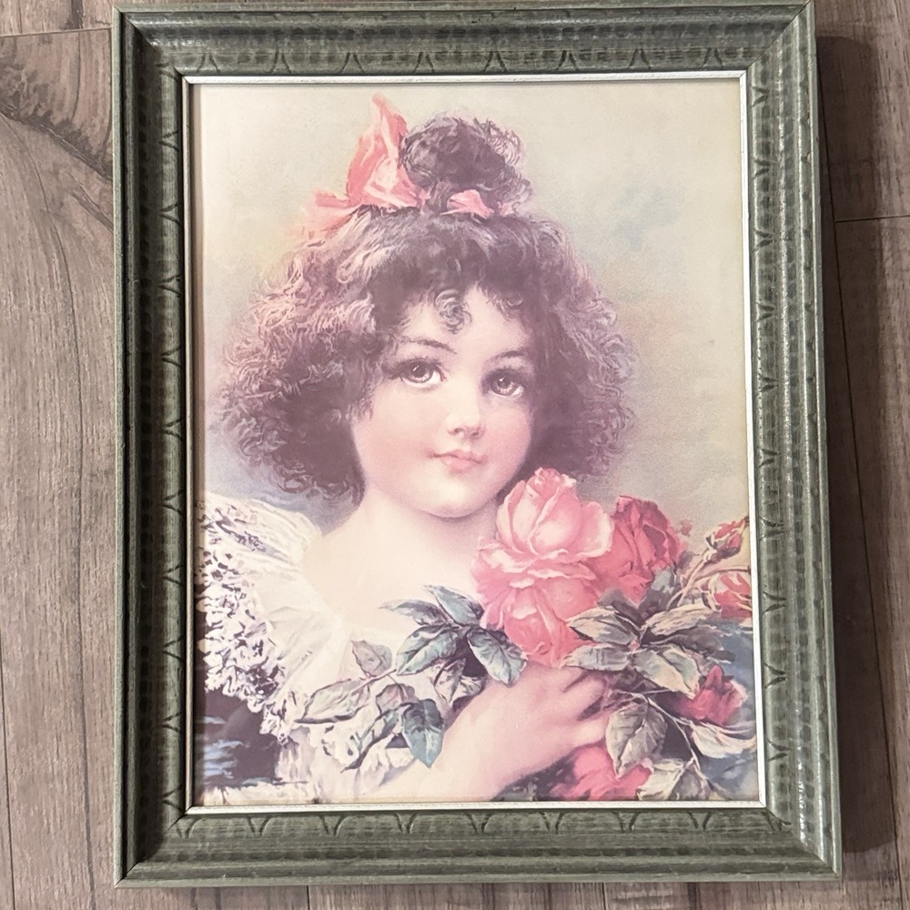 Sweeter than the Rose 1982 Gallery Graphics Picture Framed 16"x13" Vintage Girl